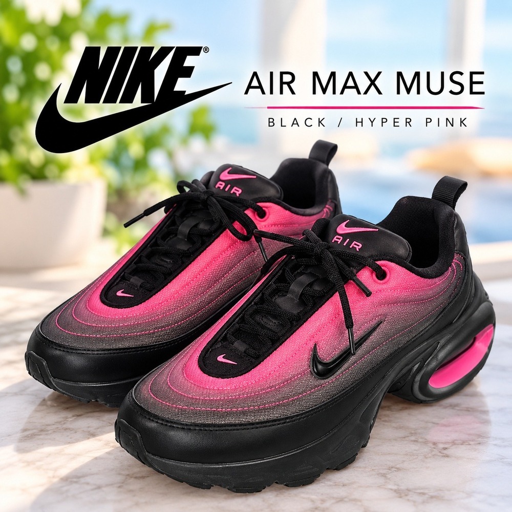 Nike Air Max Muse Black Hyper Pink Women Running Shoes HV6354-001 Size 8